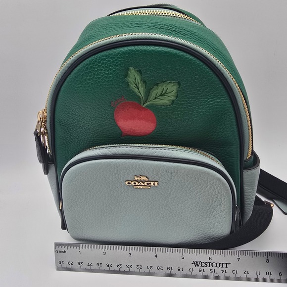 Coach Mini Backpack Green Leather Beet Design Gold Hardware NWT - Picture 11 of 11